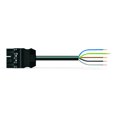 pre-assembled connecting cable; Cca; Plug/open-ended; 5-pole; Cod. A; H05Z1Z1-F 5G 2.5 mm²; 8 m; 2,50 mm²; black