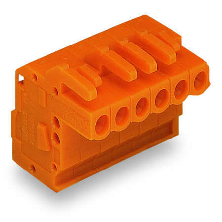 1-conductor female plug; angled; 2.5 mm²; pin spacing 5.08 mm; 19-pole; 2,50 mm²; orange