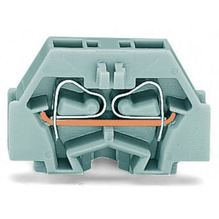 Space-saving, 2-conductor end terminal block; without push-buttons; without protruding snap-in mounting foot; for terminal strips with snap-in mounting feet; can be commoned with adjacent jumpers and staggered jumpers; CAGE CLAMP®; 1,50 mm²; blue