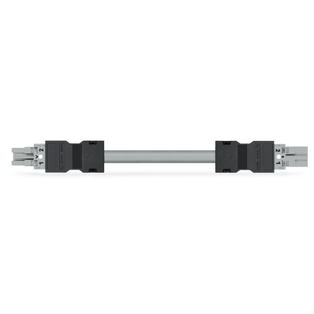 pre-assembled interconnecting cable; B2ca; Socket/plug; 2-pole; Cod. B; H05Z1Z1-F 2 x 1,50 mm²; 2 m; 1,50 mm²; gray