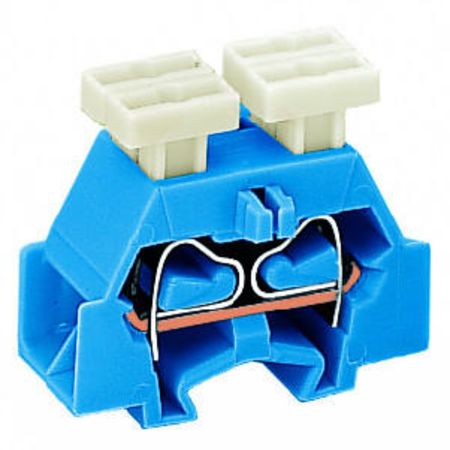 4-conductor terminal block; suitable for Ex i applications; on both sides with push-button; with fixing flange; for screw or similar mounting types; Fixing hole 3.2 mm Ø; 2.5 mm²; CAGE CLAMP®; 2,50 mm²; blue