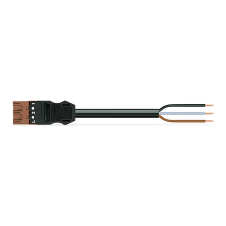 pre-assembled connecting cable; B2ca; Plug/open-ended; 3-pole; Cod. S; 8 m; 1,50 mm²; brown