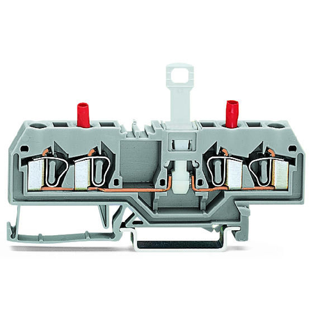 4-conductor disconnect/test terminal block; with touch-proof test sockets; for DIN-rail 35 x 15 and 35 x 7.5; 4 mm²; CAGE CLAMP®; 4,00 mm²; gray