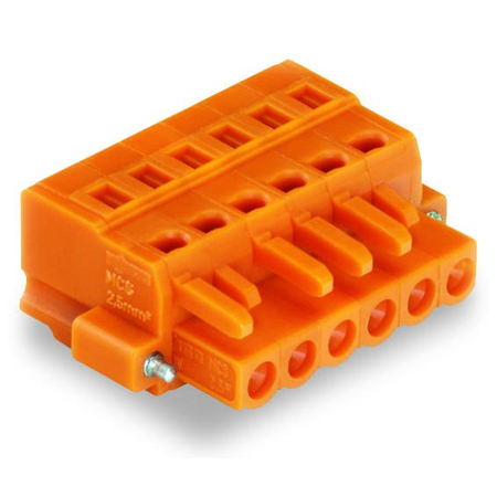 1-conductor female plug; screw flange; 2.5 mm²; pin spacing 5.08 mm; 14-pole; 2,50 mm²; orange