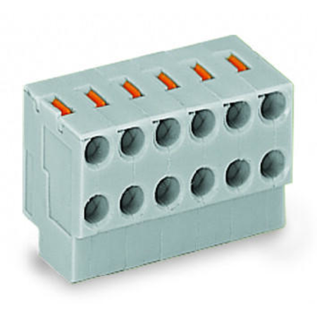 2-conductor modular PCB connector; for solder pin strip; push-button; 0.8 mm Ø; Pin spacing 3.5 mm; 7-pole; 0,50 mm²; gray