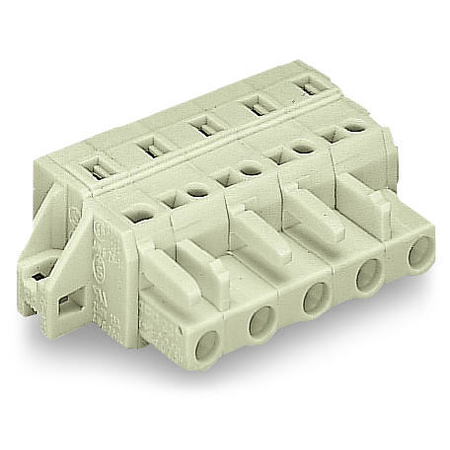 1-conductor female plug; 100% protected against mismating; clamping collar; 2.5 mm²; Pin spacing 7.5 mm; 5-pole; 2,50 mm²; light gray