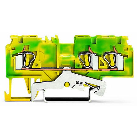 3-conductor ground terminal block; 4 mm²; side and center marking; for DIN-rail 35 x 15 and 35 x 7.5; CAGE CLAMP®; 4,00 mm²; green-yellow