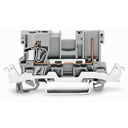 1-conductor/1-pin carrier terminal block; with shield contact; for DIN-rail 35 x 15 and 35 x 7.5; 4 mm²; CAGE CLAMP®; 4,00 mm²; gray