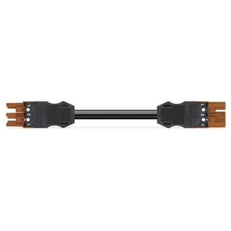 pre-assembled interconnecting cable; B2ca; Socket/plug; 3-pole; Cod. S; 3 m; 1,50 mm²; brown