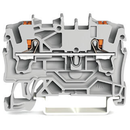 2-conductor through terminal block; with push-button; 2.5 mm²; with test port; side and center marking; for DIN-rail 35 x 15 and 35 x 7.5; Push-in CAGE CLAMP®; 2,50 mm²; red