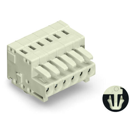 1-conductor female plug; 100% protected against mismating; Snap-in mounting feet; 1.5 mm²; Pin spacing 3.5 mm; 20-pole; 1,50 mm²; light gray