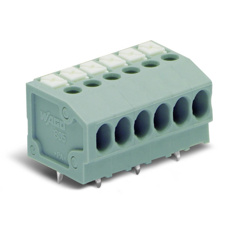 Pcb terminal block; push-button; 1.5 mm²; pin spacing 3.5 mm; 6-pole; push-in cage clamp®; 1,50 mm²; blue