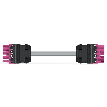 pre-assembled interconnecting cable; Eca; Socket/plug; 5-pole; Cod. B; 4m; 1,50 mm²; pink