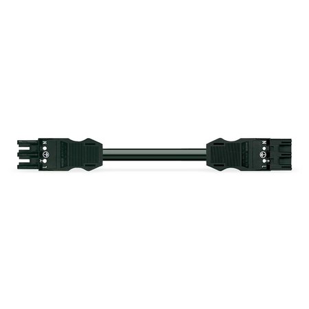 pre-assembled interconnecting cable; Cca; Socket/plug; 3-pole; Cod. A; 8 m; 1,50 mm²; black