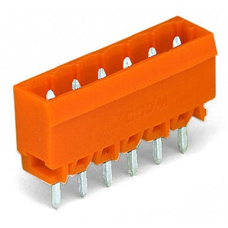 THT male header; 1.2 x 1.2 mm solder pin; straight; Pin spacing 5.08 mm; 18-pole; orange