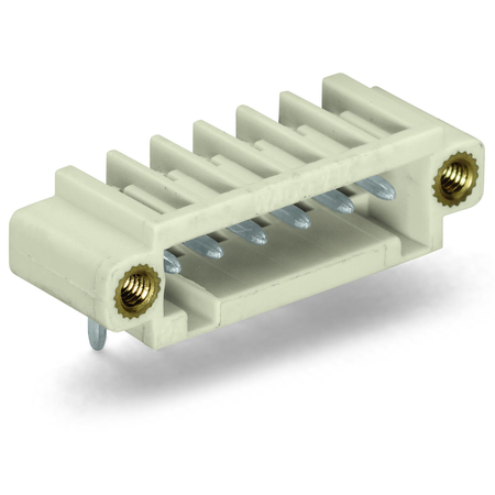 THT male header; 1.0 x 1.0 mm solder pin; angled; 100% protected against mismating; Threaded flange; Pin spacing 3.5 mm; 2-pole; light gray