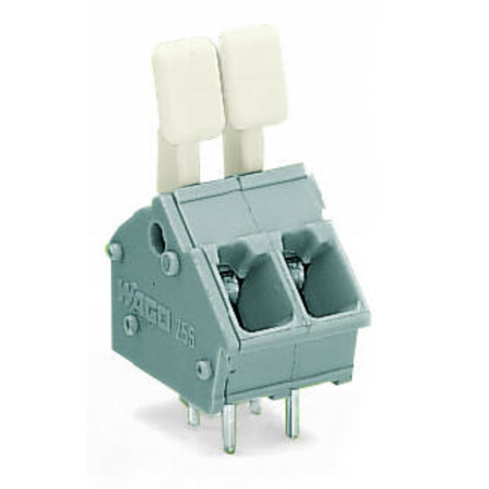 Pcb terminal block; finger-operated levers; 2.5 mm²; pin spacing 5/5.08 mm; 4-pole; cage clamp®; commoning option; 2,50 mm²; gray