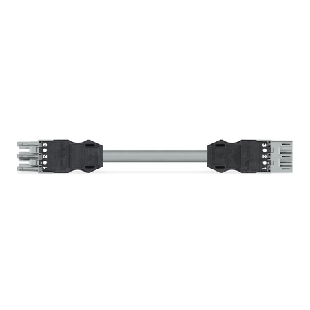 Pre-assembled interconnecting cable; eca; socket/plug; 3-pole; cod. b; 1 m; 1,50 mm²; gray