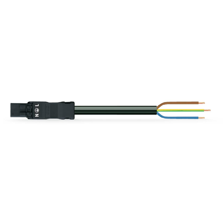 Pre-assembled connecting cable; eca; plug/open-ended; 3-pole; cod. a; h05vv-f 3g 1.5 mm²; 4m; 1,50 mm²; black