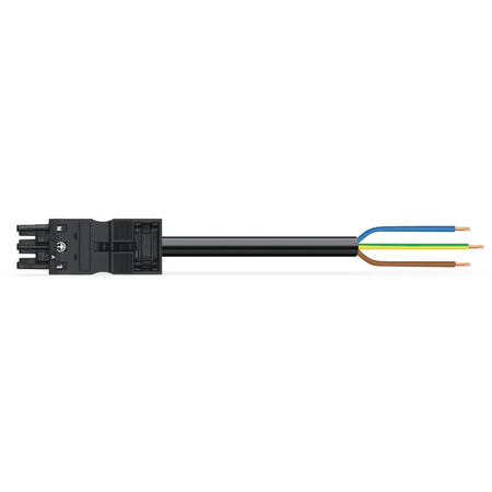 pre-assembled connecting cable; Eca; Socket/open-ended; 3-pole; Cod. A; H05VV-F 3G 1.5 mm²; 2 m; 1,50 mm²; black