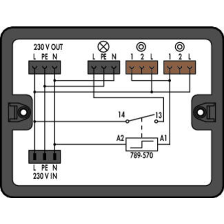 Distribution box; Surge switch circuit; 1 input; 4 outputs; Cod. A, S; MIDI; black