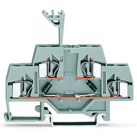 Component terminal block; double-deck; with 2 diodes 1N4007; Bottom anode; for DIN-rail 35 x 15 and 35 x 7.5; 4 mm²; CAGE CLAMP®; 4,00 mm²; gray