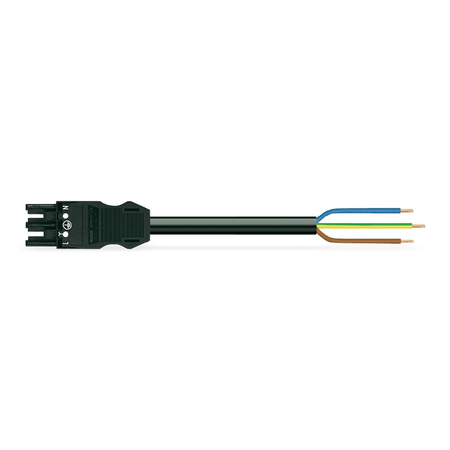 pre-assembled connecting cable; Cca; Socket/open-ended; 3-pole; Cod. A; H05Z1Z1-F 3G 1.5 mm²; 3 m; 1,50 mm²; black