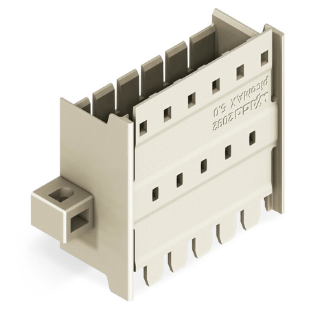 Panel feedthrough male connector; clamping collar; Pin spacing 5 mm; 4-pole; light gray