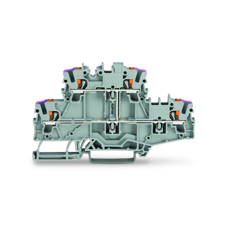 Double-deck terminal block; with push-button; 4-conductor through terminal block; N; without marker carrier; for Ex e II and Ex i applications; internal commoning; conductor entry with violet marking; for DIN-rail 35 x 15 and 35 x 7.5; 2.5 mm²; Push-in C