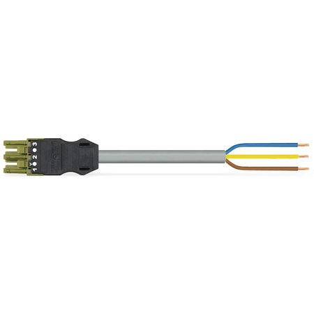 pre-assembled connecting cable; Eca; Socket/open-ended; 3-pole; Cod. B; H05VV-F 3 x 1.0 mm²; 4m; 1,00 mm²; light green