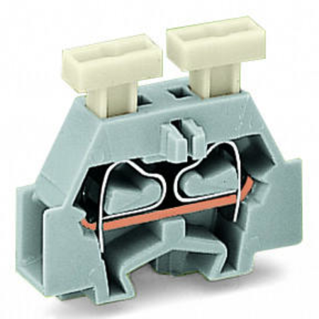 2-conductor terminal block; on both sides with push-button; with fixing flange; for screw or similar mounting types; Fixing hole 3.2 mm Ø; 2.5 mm²; CAGE CLAMP®; 2,50 mm²; orange