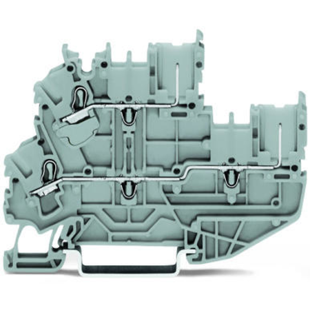 1-conductor/1-pin double deck receptacle terminal block; through/through terminal block; l/l; without marker carrier; suitable for ex na applications; for din-rail 35 x 15 and 35 x 7.5; 2.5 mm²; push-in cage clamp®; 2,50 mm²; gray