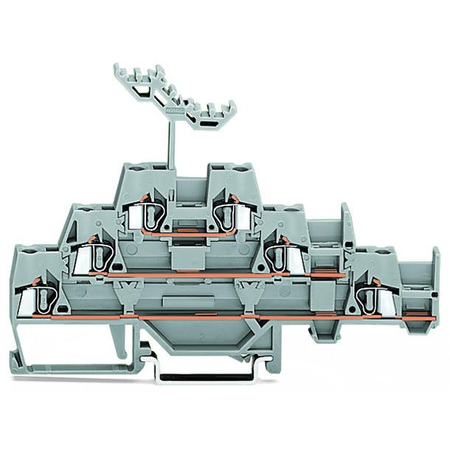 Triple-deck terminal block; Through/through/through terminal block; with additional jumper position on lower level; for DIN-rail 35 x 15 and 35 x 7.5; 2.5 mm²; CAGE CLAMP®; 2,50 mm²; gray/gray/blue