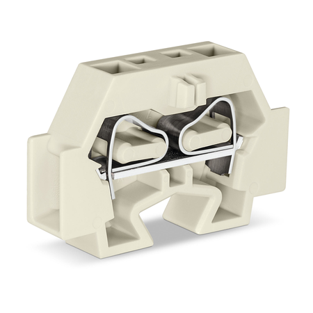 Space-saving, 2-conductor end terminal block; suitable for Ex e II applications; without push-buttons; without protruding snap-in mounting foot; for terminal strips with snap-in mounting feet; 4 mm²; CAGE CLAMP®; 4,00 mm²; light gray