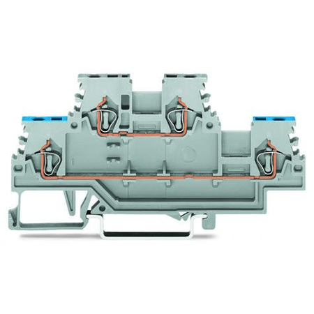 Double-deck terminal block; Through/through terminal block; N/L; for DIN-rail 35 x 15 and 35 x 7.5; 1.5 mm²; CAGE CLAMP®; 1,50 mm²; gray