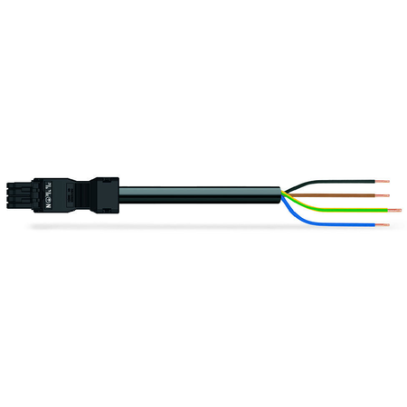 pre-assembled connecting cable; Eca; Socket/open-ended; 4-pole; Cod. A; H05Z1Z1-F 4G 1.5 mm²; 3 m; 1,50 mm²; black