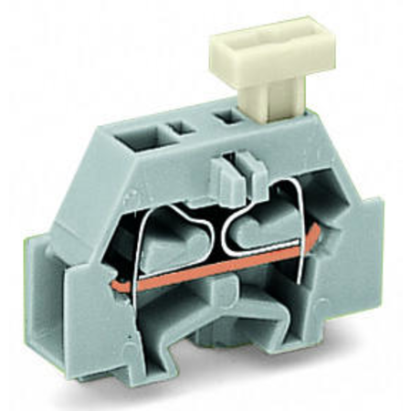 2-conductor terminal block; on one side with push-button; with fixing flange; for screw or similar mounting types; Fixing hole 3.2 mm Ø; 2.5 mm²; CAGE CLAMP®; 2,50 mm²; light gray