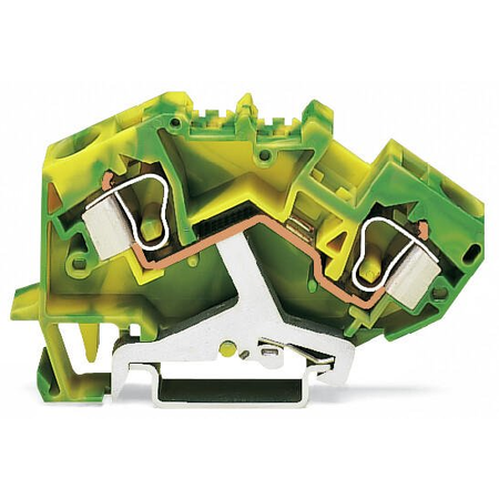 2-conductor ground terminal block; 10 mm²; suitable for Ex e II applications; center marking; for DIN-rail 35 x 15 and 35 x 7.5; CAGE CLAMP®; 10,00 mm²; green-yellow