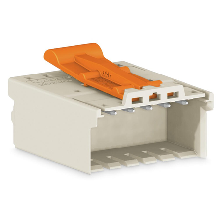 1-conductor male connector; Integrated release lever; 1.5 mm²; Pin spacing 3.5 mm; 5-pole; 1,50 mm²; light gray