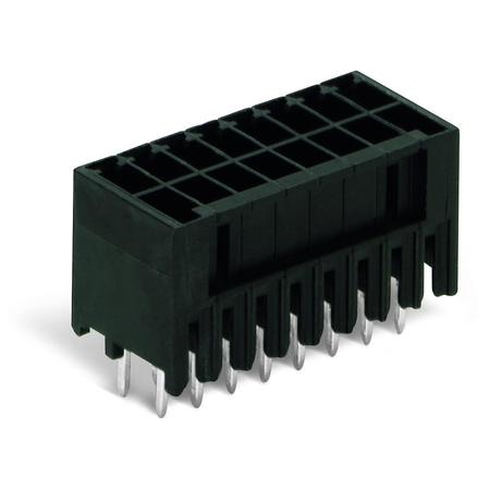 THR male header, 2-row; 0.8 x 0.8 mm solder pin; straight; 100% protected against mismating; Pin spacing 3.5 mm; 2 x 16-pole; black