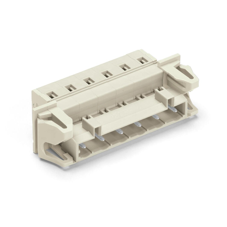 1-conductor male connector; 100% protected against mismating; Snap-in flange; 2.5 mm²; Pin spacing 7.5 mm; 3-pole; 2,50 mm²; light gray