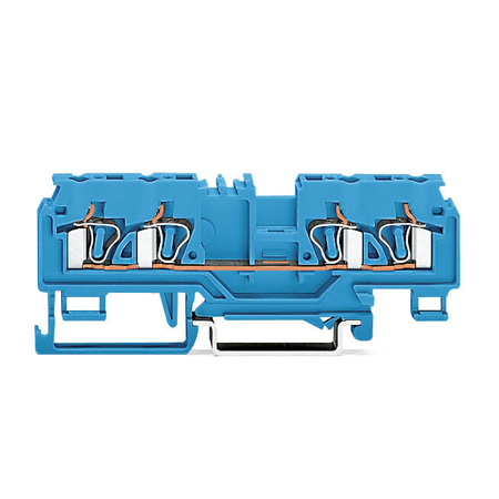 4-conductor through terminal block; 4 mm²; with test port; suitable for Ex i applications; center marking; for DIN-rail 35 x 15 and 35 x 7.5; CAGE CLAMP®; 4,00 mm²; blue