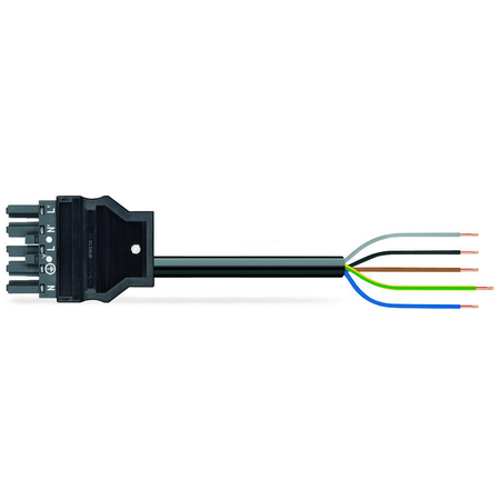 pre-assembled connecting cable; Eca; Socket/open-ended; 5-pole; Cod. L; H05Z1Z1-F 5G 2.5 mm²; 3 m; 2,50 mm²; dark gray