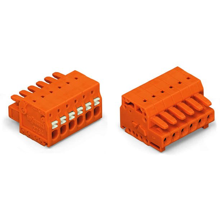 1-conductor female plug; 100% protected against mismating; push-button; 1.5 mm²; Pin spacing 3.81 mm; 15-pole; 1,50 mm²; orange