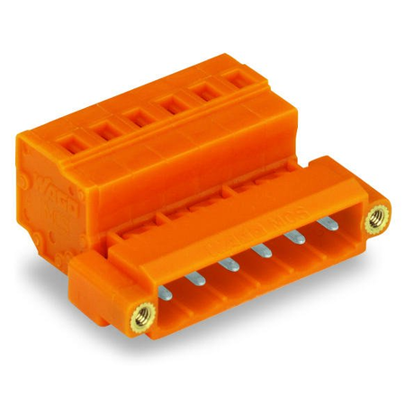 1-conductor male connector; Threaded flange; 2.5 mm²; Pin spacing 5.08 mm; 4-pole; 2,50 mm²; orange