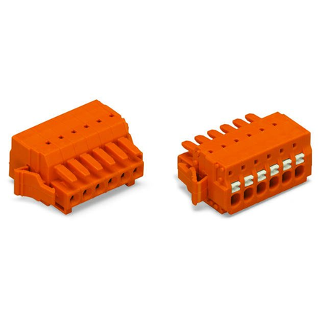 1-conductor female plug; 100% protected against mismating; push-button; Locking lever; 1.5 mm²; Pin spacing 3.81 mm; 2-pole; 1,50 mm²; orange