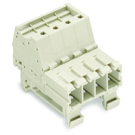 1-conductor male connector; 100% protected against mismating; DIN-35 rail mounting; direct marking; 10 mm²; Pin spacing 7.62 mm; 6-pole; 10,00 mm²; light gray