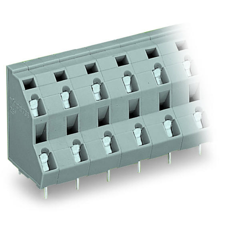 Double-deck pcb terminal block; 2.5 mm²; pin spacing 10 mm; 2 x 8-pole; cage clamp®; 2,50 mm²; gray