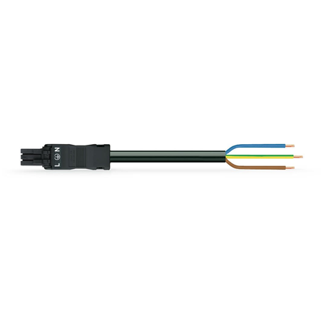 pre-assembled connecting cable; Eca; Socket/open-ended; 3-pole; Cod. A; 3 m; 1,00 mm²; black