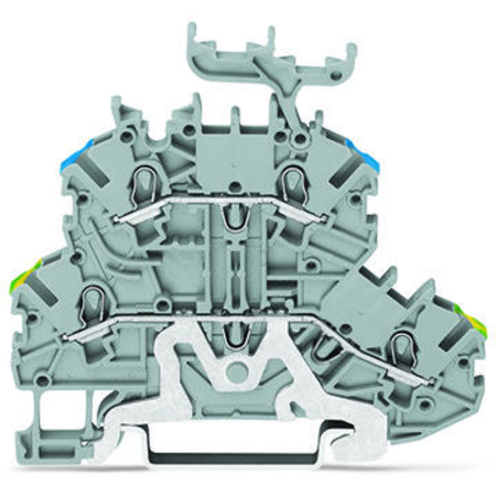 Double-deck terminal block; Ground conductor/through terminal block; PE/N; without marker carrier; for DIN-rail 35 x 15 and 35 x 7.5; 1 mm²; Push-in CAGE CLAMP®; 1,00 mm²; gray